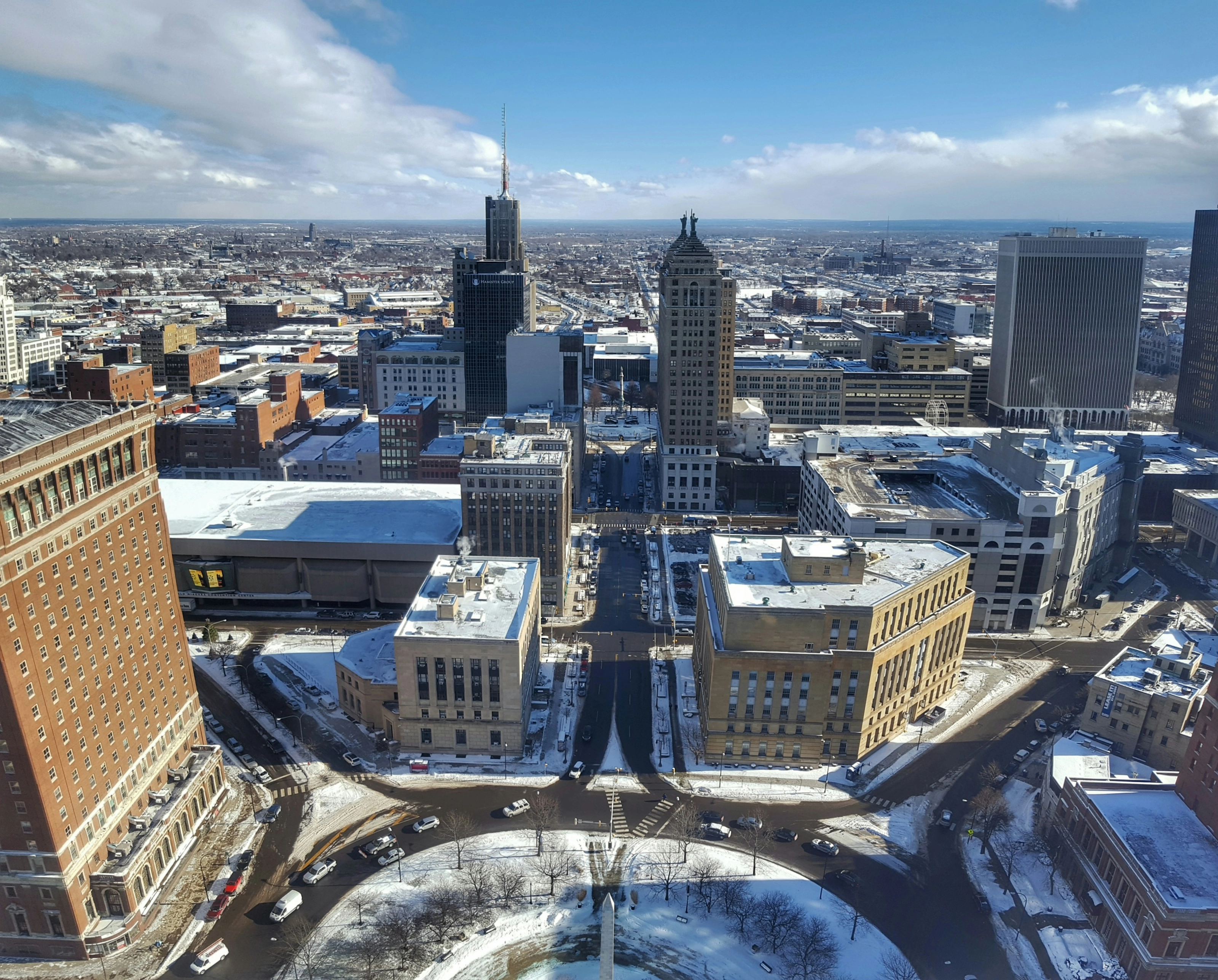 Vue aérienne du centre-ville de Buffalo en hiver