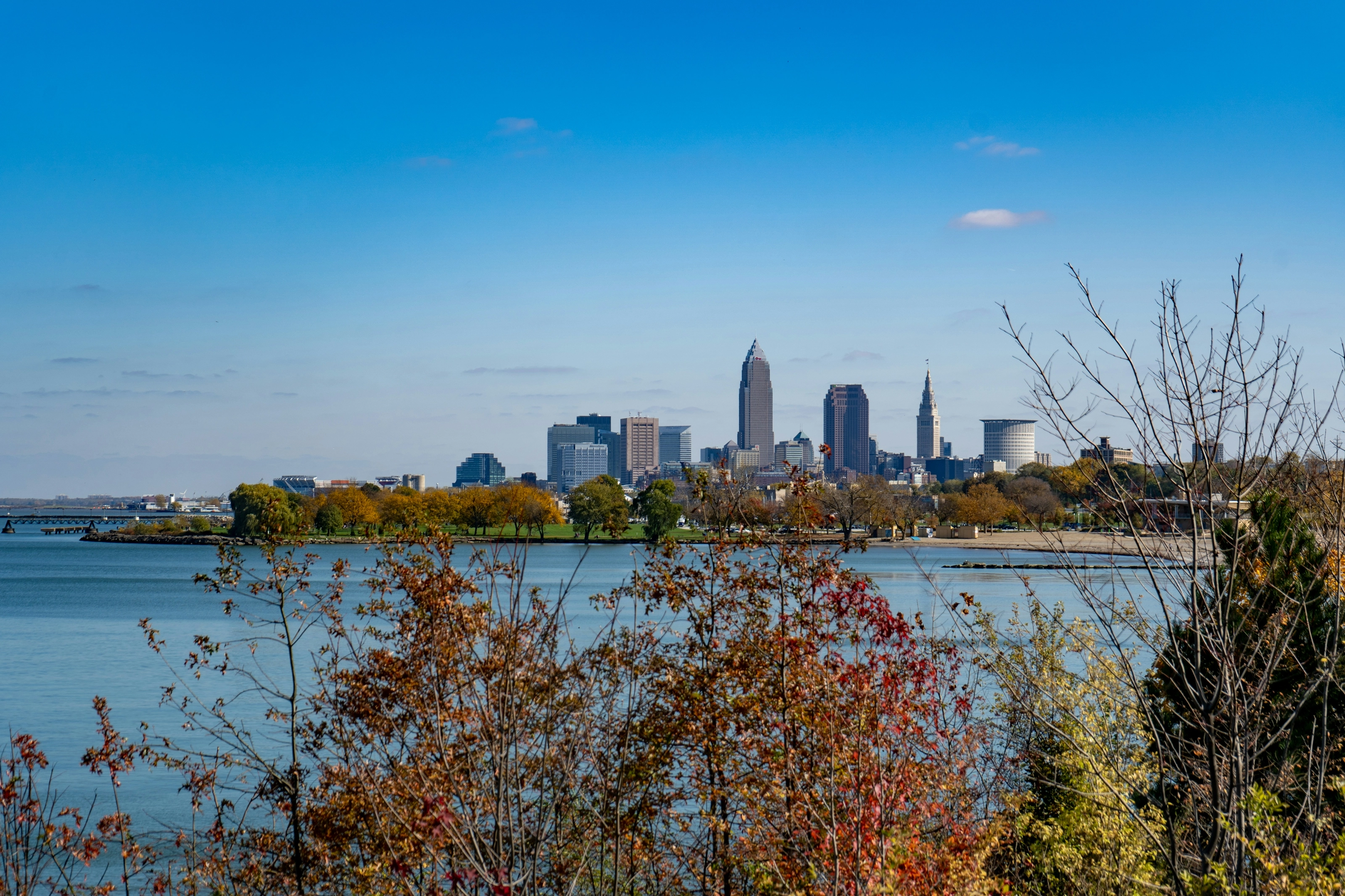 Skyline de Cleveland au bord du lac Érié, Ohio