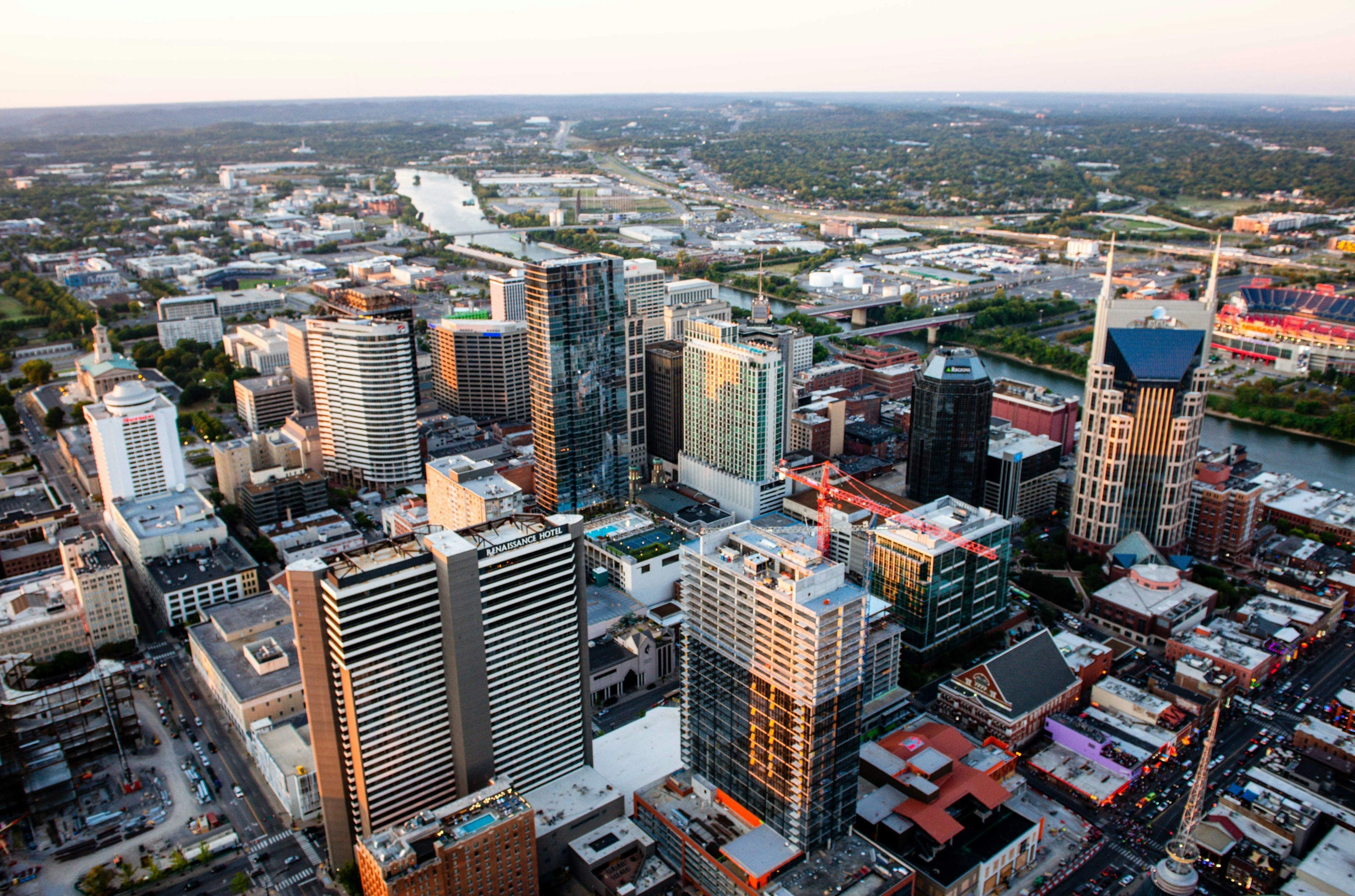 Vue aérienne du centre-ville de Nashville