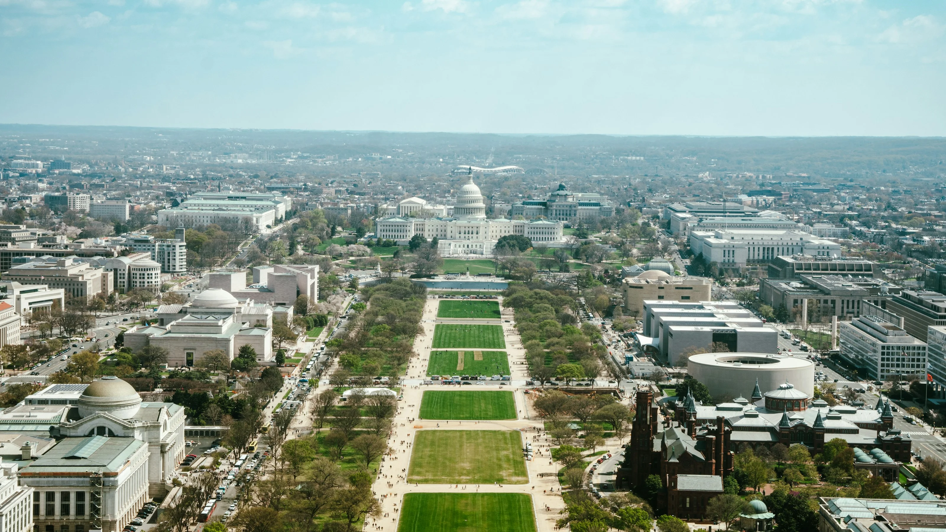 Aerial view of the National Mall and the US Capitol, Washington D.C.